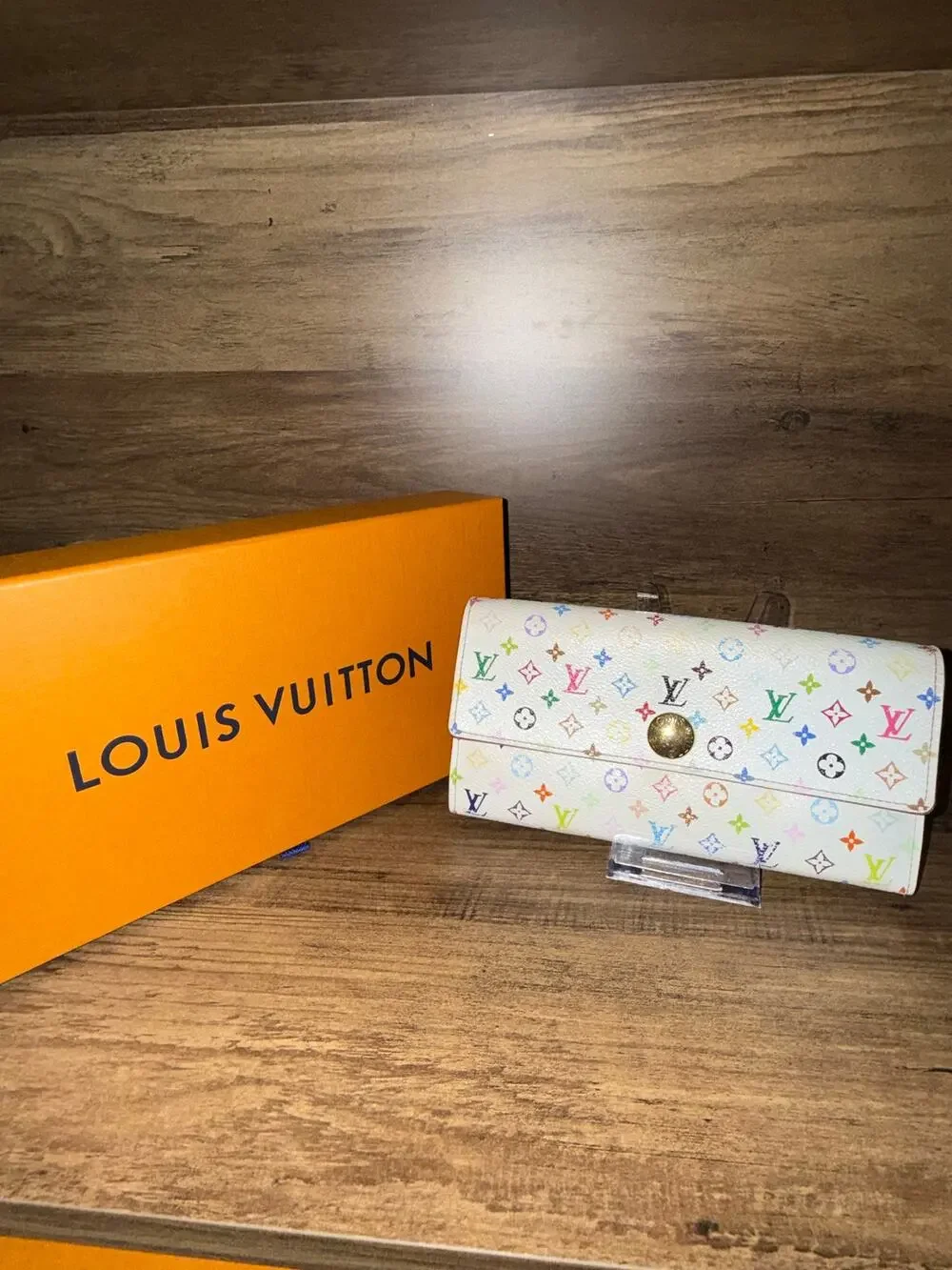 Louis Vuitton Murakami Monogram Multicolore Sarah Wallet Blanc/Grenade with box